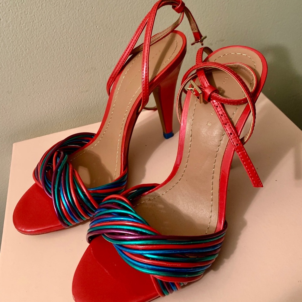 Multi color heel sandals